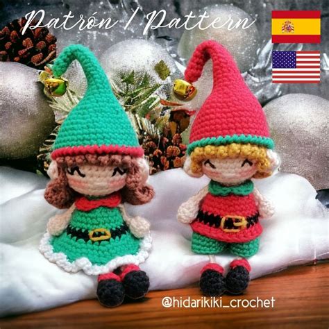 Christmas Elves PDF Crochet Pattern Holly and Max Christmas Elf Ornament ENGLISH SPANISH - Etsy