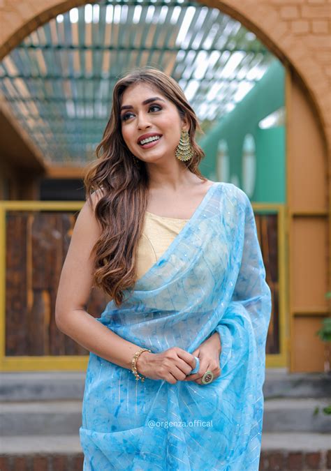 Organza Furr Saree With Sequence Lining - Orgenza Store