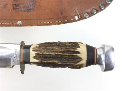 Lot - Solingen Germany Antler Handle Fixed Blade Knife