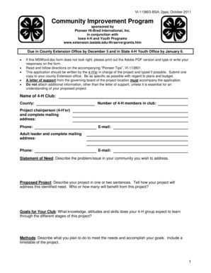 Fillable Online extension iastate Pioneer Grant - Community Improvement ...