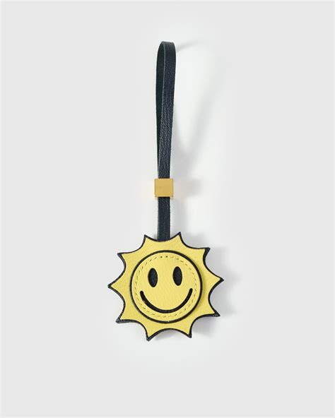 Sunshine Leather Bag Charm & Keychain – Handmade French Alran leather with Dual Expression ...