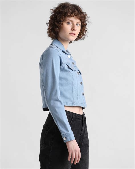 Light Blue Cropped Denim Jacket