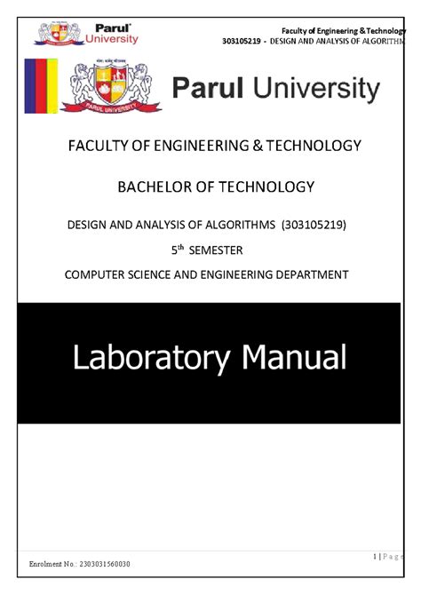 303105219 DAA Lab Manual: Design & Analysis of Algorithms - Studocu