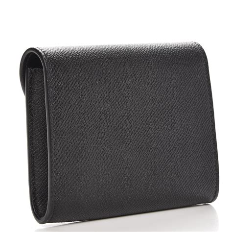 CELINE Grained Calfskin Small Trotteur Multifunction Flap Wallet Black ...