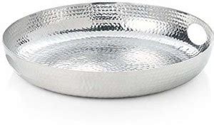 Ruhi Collections Round Silver Hammered Tray Serving Tray for Centre ...