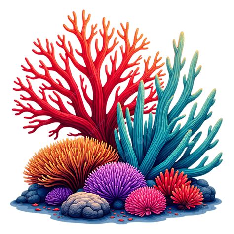 Vibrant Coral Reef Illustration, Coral Reef, Coral, Sea Anemone PNG ...