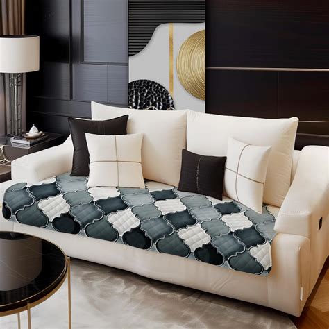 Decorian Premium Soft Quilted Velvet Sofa Cover Mat, Sofa Seat Runner ...