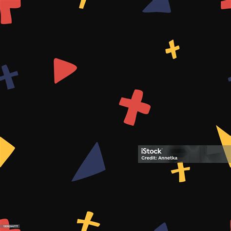 Bright Triangles Plus Signs And Crosses Psychedelic Seamless Hand Drawn ...