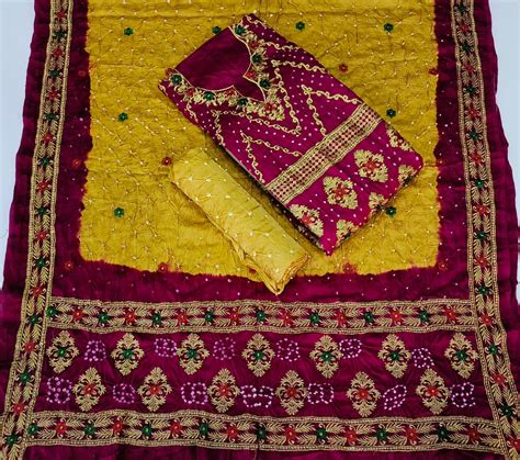 Modal Gazi Silk Kasab work Bandhani Dress Material – Ethenika.com