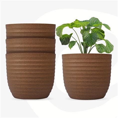 Eha Set of 4 Earth-Friendly 5" Verona Pots and Planters | Bamboo Based ...