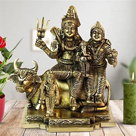 ARTVARKO Brass Lord Shiva Parvati Kartikeya Ganesha and Nandi Ji Murti ...
