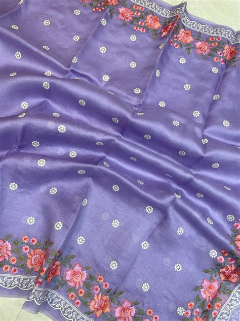 Pure Organza Chikankari Handloom Banarasi Saree — The Handlooms