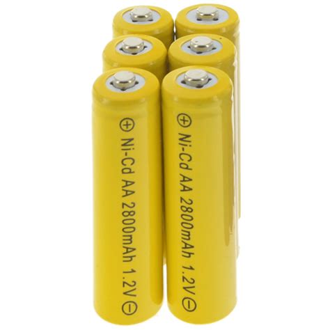 6x AA battery batteries Bulk Nickel Cadmium Rechargeable NI cd 2800mAh ...