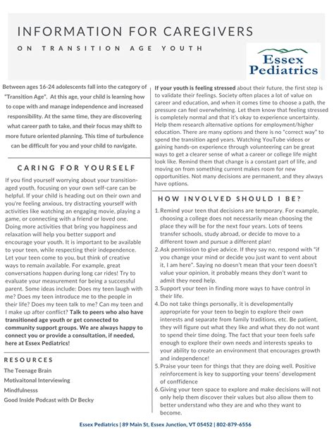Parenting Teenagers/Transition Age Youth | Essex Pediatrics
