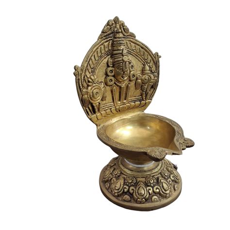 9.5" Brass Perumal Face Big Diya/Pooja Aarti/Deepam Oil Lamp – VTI HERITAGE