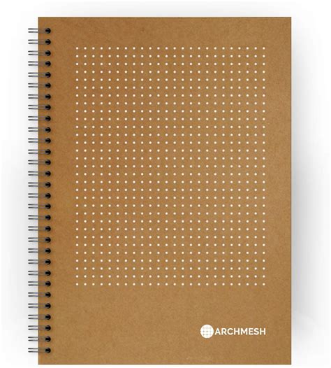 Archmesh - Dot Grid Notebook, A4 Dot Pattern 5Mm, Kraft Cover, A4, 8 ...