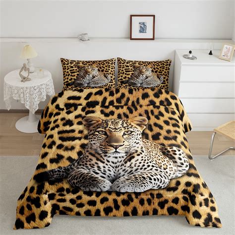 Cheetah Comforter Set Full,Black Brown Leopard Print Bedding Set,Safair ...