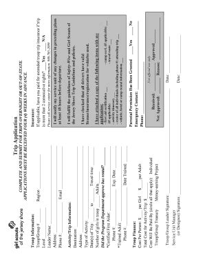 Fillable Online jerseyshoregirlscouts Trip Application - Girl Scouts of ...