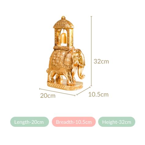 Elephant Ambabari With Bell Showpiece Gold Online - Premium Decor ...