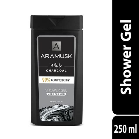 Aramusk White Charcoal Shower Gel for Men, 250ml, For Body & Face, Wit