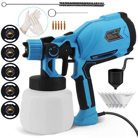Amazon.com : Paint Sprayer HVLP Spray Paint Gun-700W High Power Spray Gun, 5 Nozzles and 3 ...