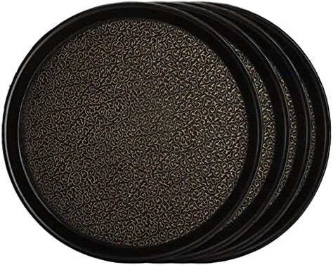 4 Pack 12 Inch Plastic Serving Tray, Round Non-Slip Restaurant Serving ...