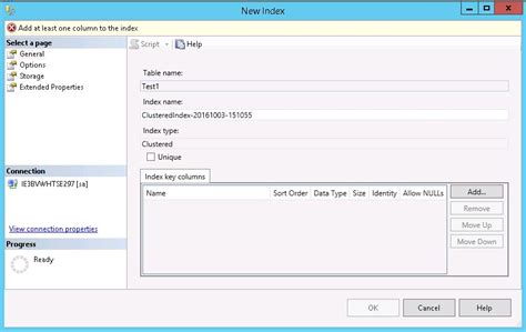 Create Index SQL Server 的图像结果