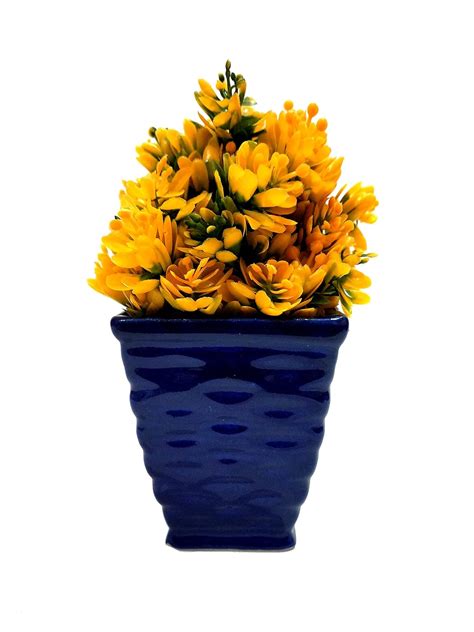 Ginni Designs Premium Glazed Royal Blue Ceramic Pot Planter for Garden ...