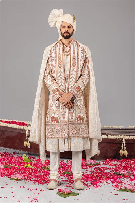Hathimahal Ivory Sherwani Set – Kalpraag