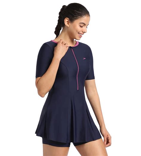 Buy Speedo Closedback Swimdress Essential Truenavy-Hotmauve Swimwear ...