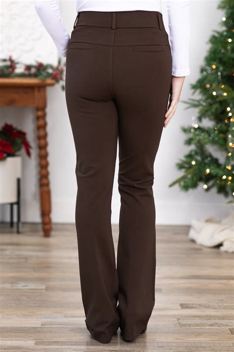 Brown Pull On Bootcut Ponte Pants · Filly Flair