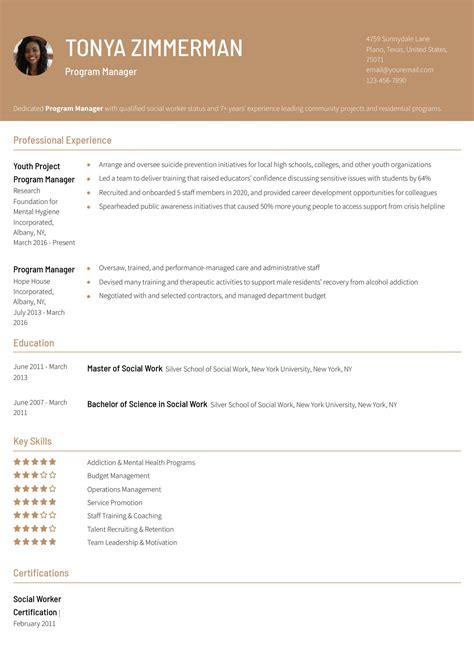 Resume Examples for Program Manager 的图像结果