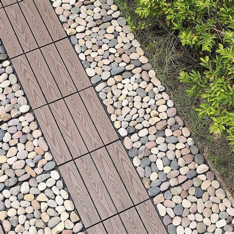 Interlocking Deck Tiles 12''x12'' Pebble Stone Patio Tiles | Pure Era ...