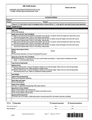 Fillable Online STROKE NEUROINTERVENTION PLAN Fax Email Print - pdfFiller