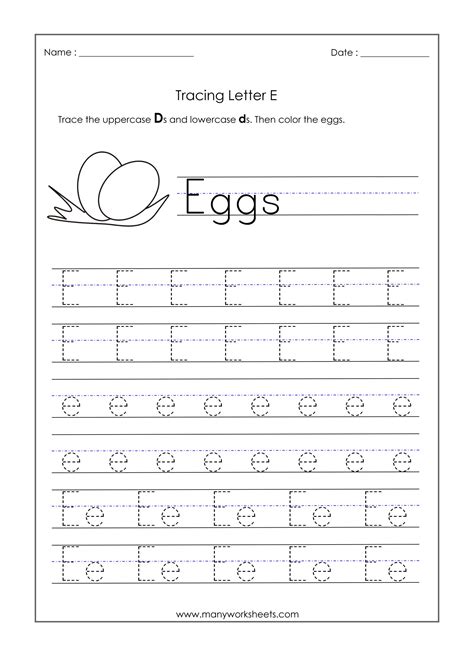 Letter E Printable Worksheets