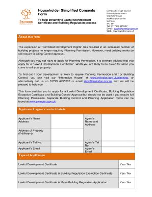 Fillable Online swindon gov Householder Simplified Consents Form ...