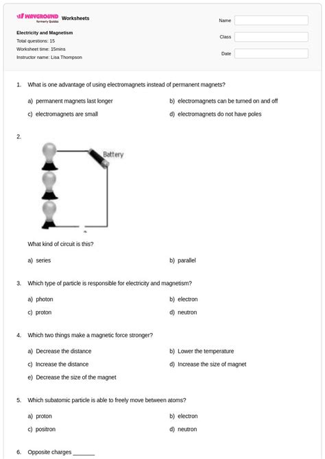 50+ Electricity worksheets for Class 8 on Wayground | Free & Printable
