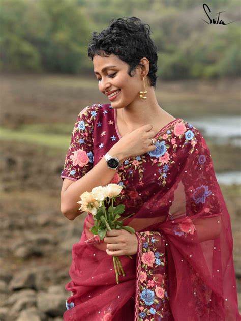 Maroon Designer Silk Organza Saree|Escaping Enigma|Suta