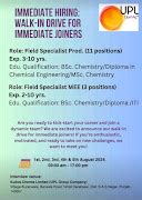 UPL Limited Job vacancy for Production and MEE department Field ...