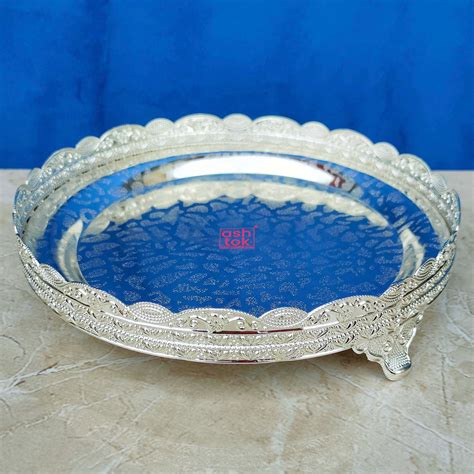 Buy German Silver Tray Dotted Design of 10 Inch Online – Ashtok