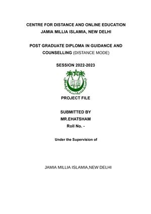 Sample project file - CENTRE FOR DISTANCE AND ONLINE EDUCATION JAMIA ...