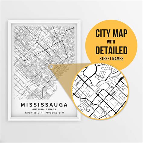 Printable Map of Mississauga, Ontario, Canada With Street Names - Instant Download  City Map ...