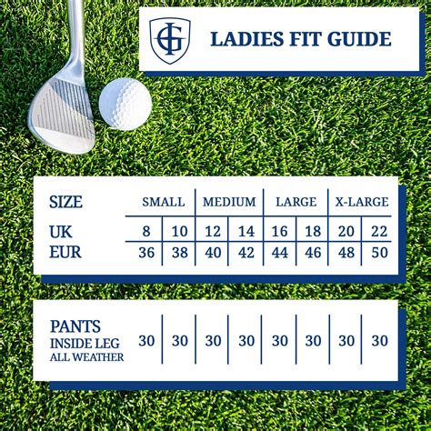 Island Green Ladies Golf Clothing Size Guide – Pan World Brands