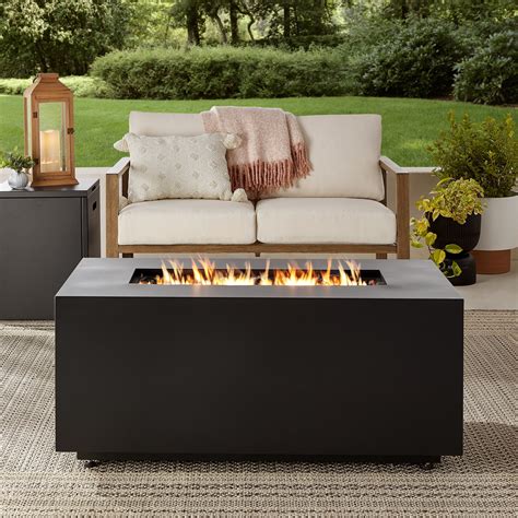 Mainstays 42" Rectangle Black Finish Modern Steel Fire Pit: 42" x 20 ...