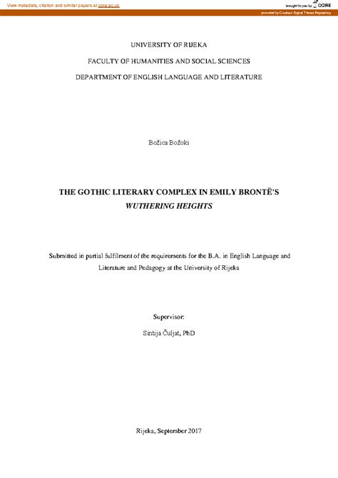 Gothic Literary Complex in Emily Brontë's Wuthering Heights - Project ...