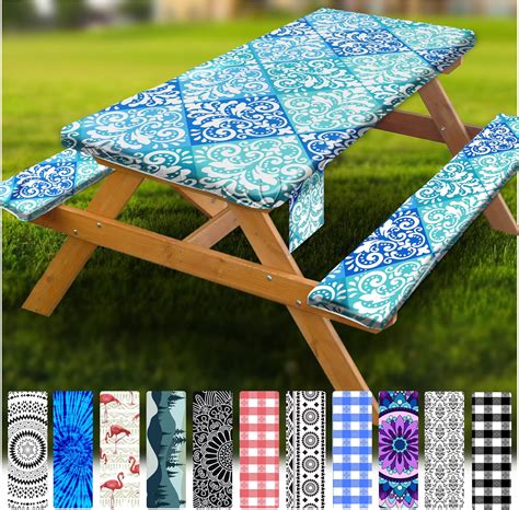 Amazon.com : Fitted Picnic Table Cover with Bench Covers Vinyl ...