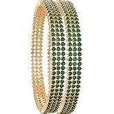 Buy Ratnavali Jewels American Diamond CZ Studded Gold Plated Red Green ...