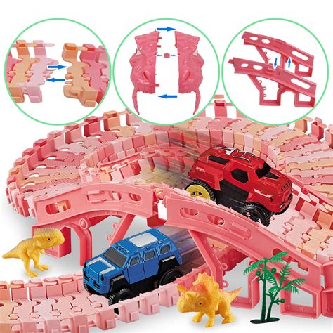 Buy Kids Dinosaur Race Car Track - 165 PCS Dinosaur Track Toy Set with ...