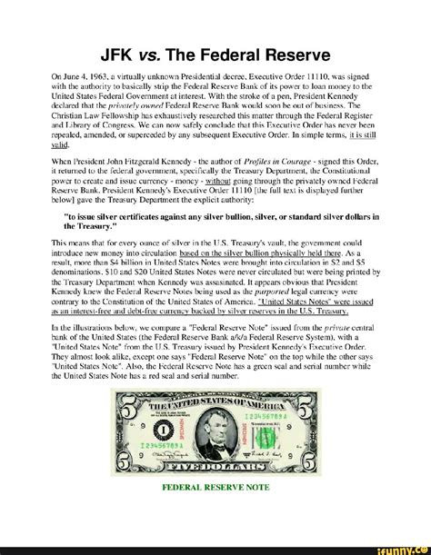 JFK vs. The Federal Reserve On June 4, 1963, a virtually unknown ...