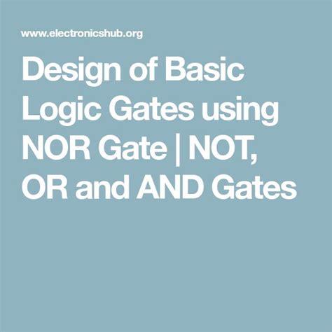 Image result for Not Using nor Gate Diagram Basic